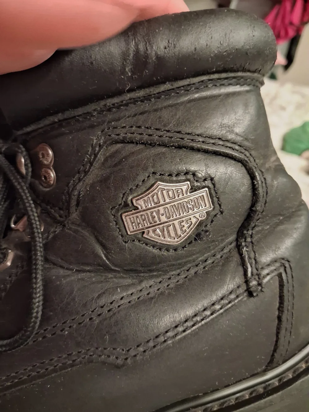Harley-Davidson Black Leather Ankle Boots with Logo